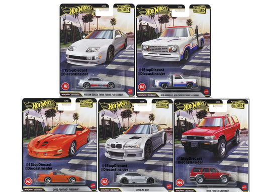 Hot Wheels Boulevard 2026 Mix 1 set of 5 models – Nissan 300ZX, BMW M3 GTR, Pontiac Firebird, Toyota 4Runner, Dodge Li’l Red Express