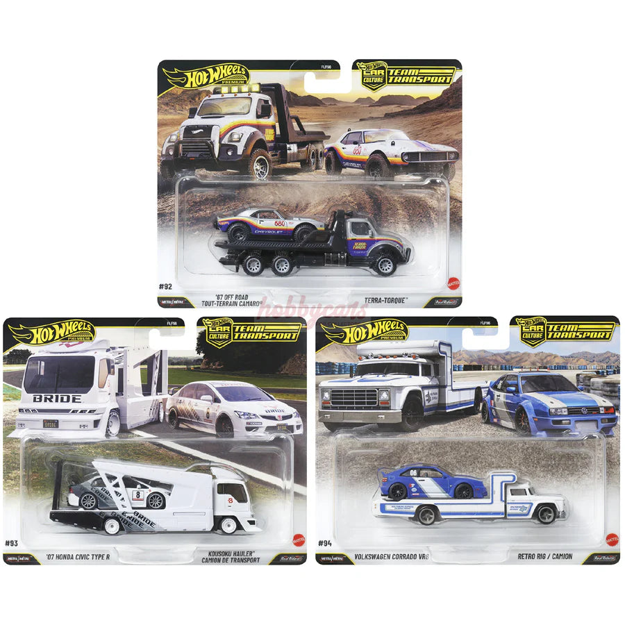Hot Wheels Team Transport 2026 Mix 3 Camaro Civic Type R and VW Corrado diecast sets