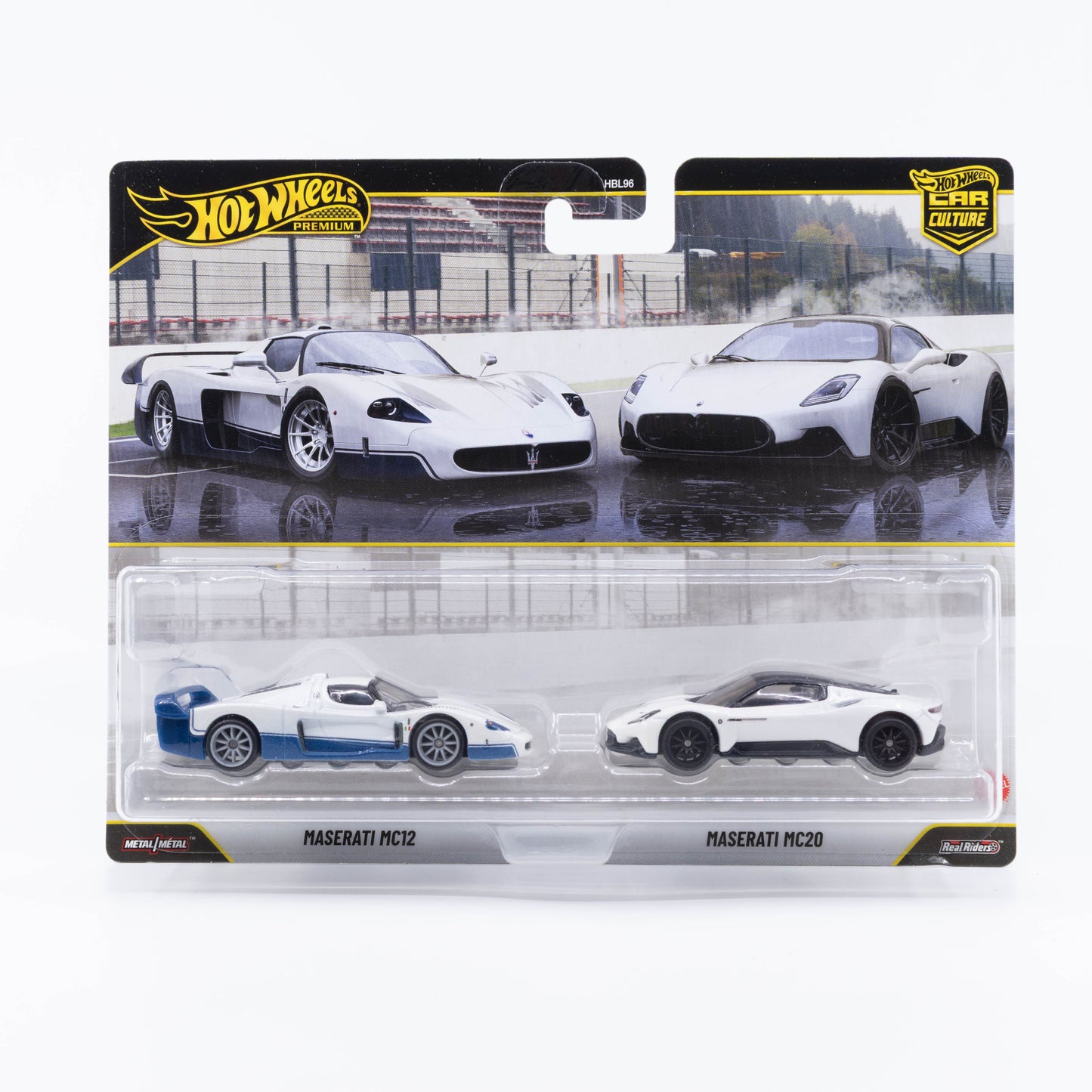 Hot Wheels Car Culture 2-Pack featuring the Maserati MC12 and Maserati MC20.