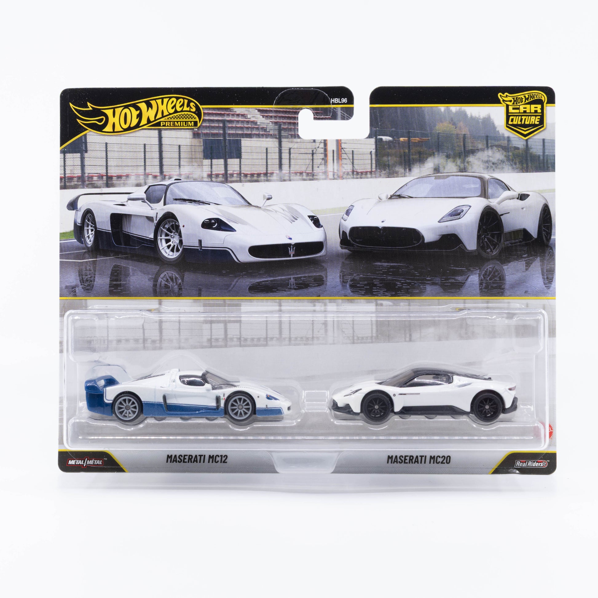 Hot Wheels Car Culture 2-Pack featuring the Maserati MC12 and Maserati MC20.
