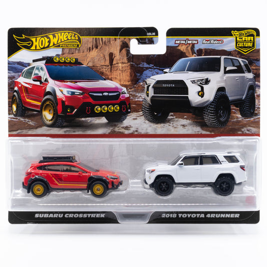 Hot Wheels Car Culture 1:64 2-pack – Subaru Crosstrek and 2018 Toyota 4Runner diecast models