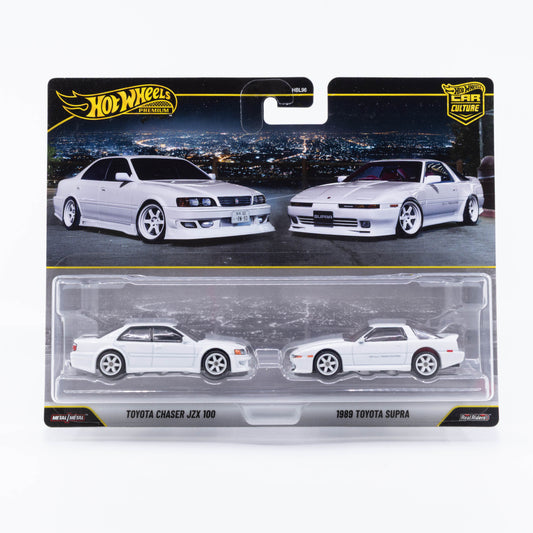 Hot Wheels Car Culture 2-Pack featuring the Toyota Chaser JZX100 and 1989 Toyota Supra.
