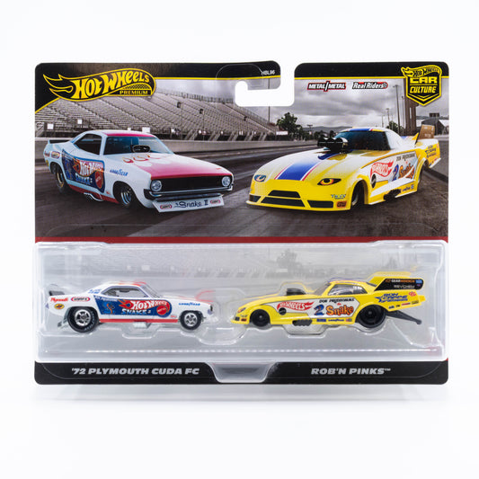 Hot Wheels Car Culture 1:64 2-pack – '72 Plymouth Cuda FC and Rob'n Pinks diecast models