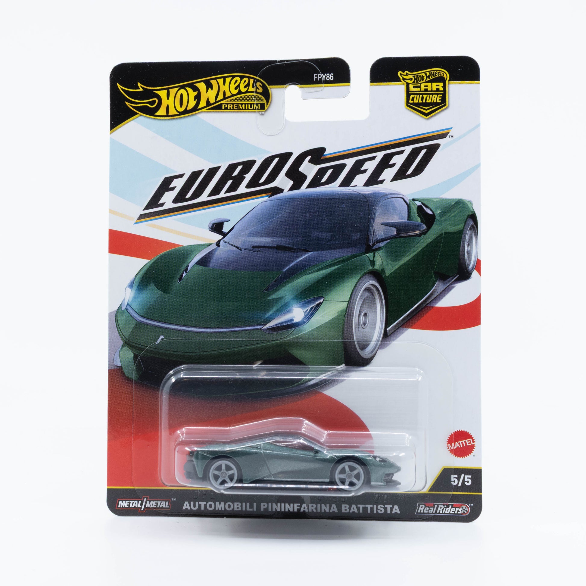 Hot Wheels Car Culture Eurospeed 1:64 Automobili Pininfarina Battista diecast model, detailed hypercar collectible.