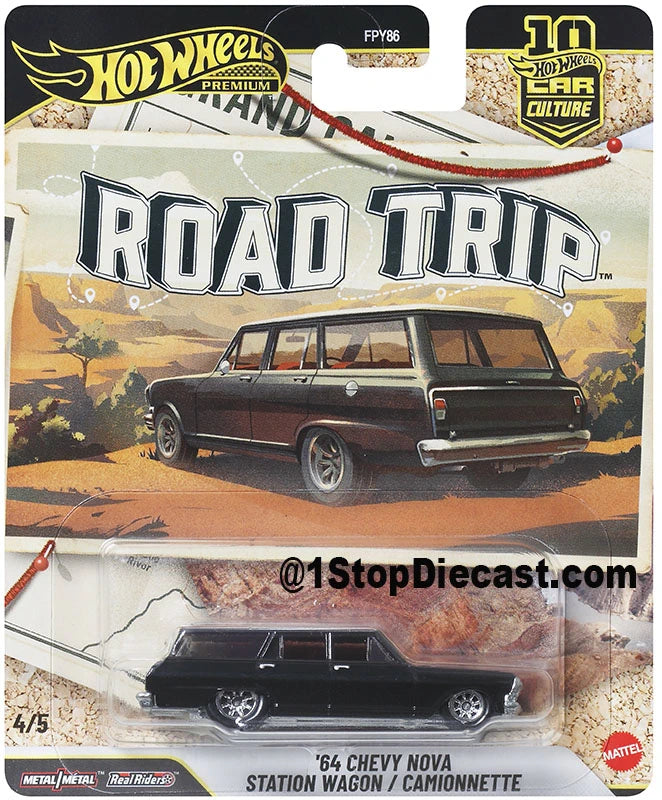 4/5 1964 Chevrolet Nova Station Wagon in black.