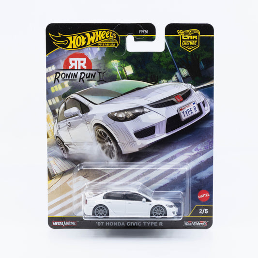 Hot Wheels ’07 Honda Civic Type R Ronin Run II White – premium 1:64 die-cast model.