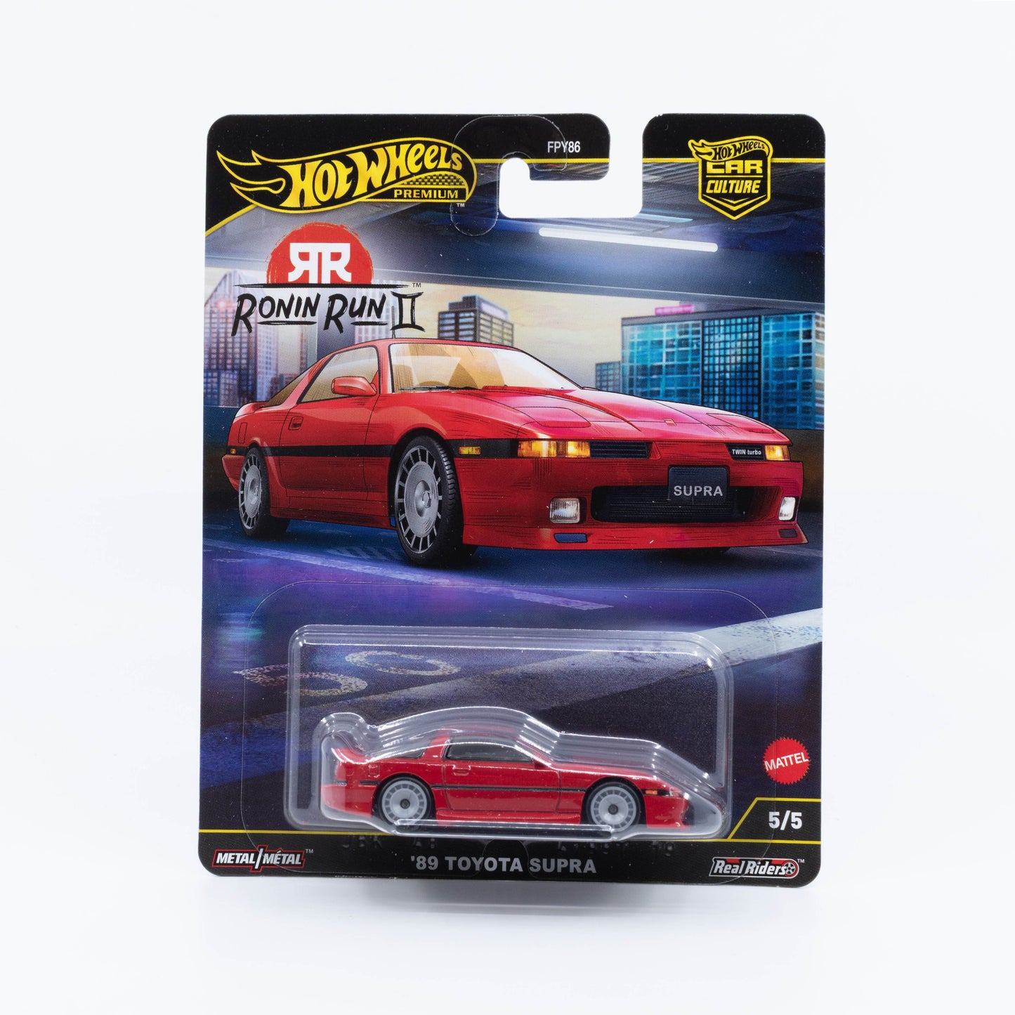 Hot Wheels ’89 Toyota Supra Ronin Run II Red – premium 1:64 die-cast model.