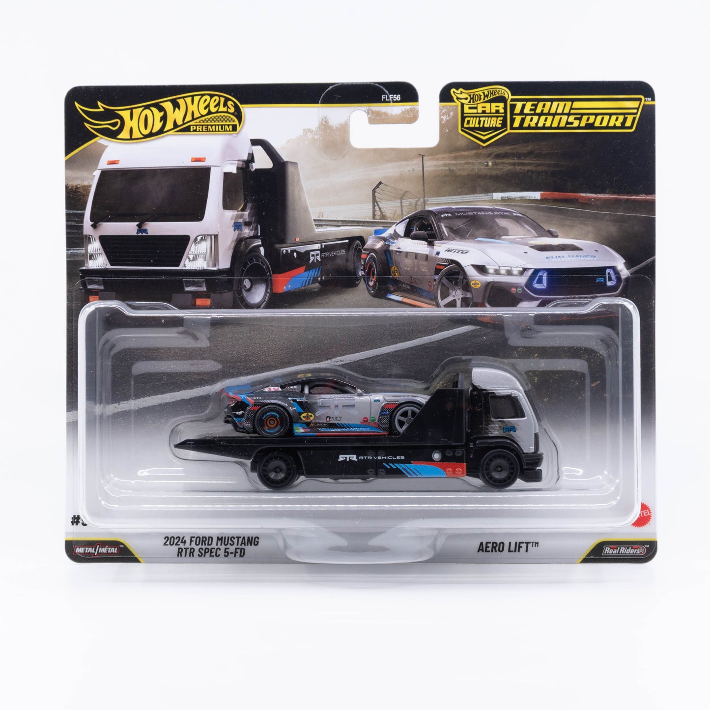Hot Wheels Car Culture Team Transport #90 with 2024 Ford Mustang RTR Spec 5-FD and Aero Lift transporter.