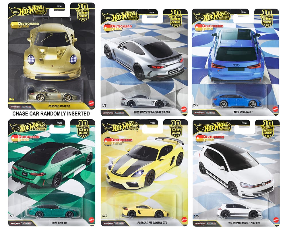 Hot Wheels Car Culture Deutschland Design premium set featuring five German performance cars.