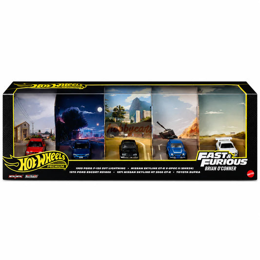 Hot Wheels Fast & Furious Brian O'Connor Premium bundle with five iconic movie cars.