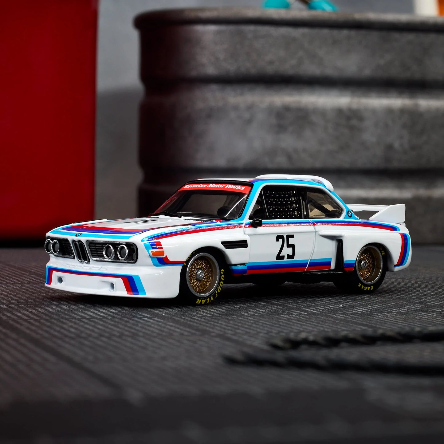 Hot Wheels Elite 64 1975 BMW 3.0 CSL Race gloss white premium die-cast model.