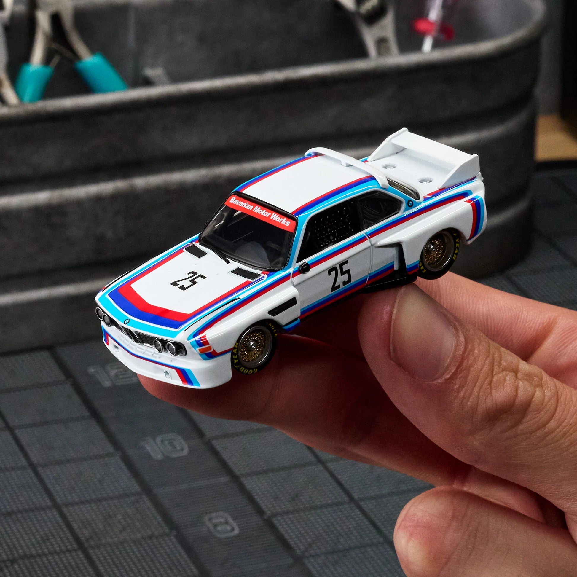 Hot Wheels Elite 64 1975 BMW 3.0 CSL Race gloss white premium die-cast model.