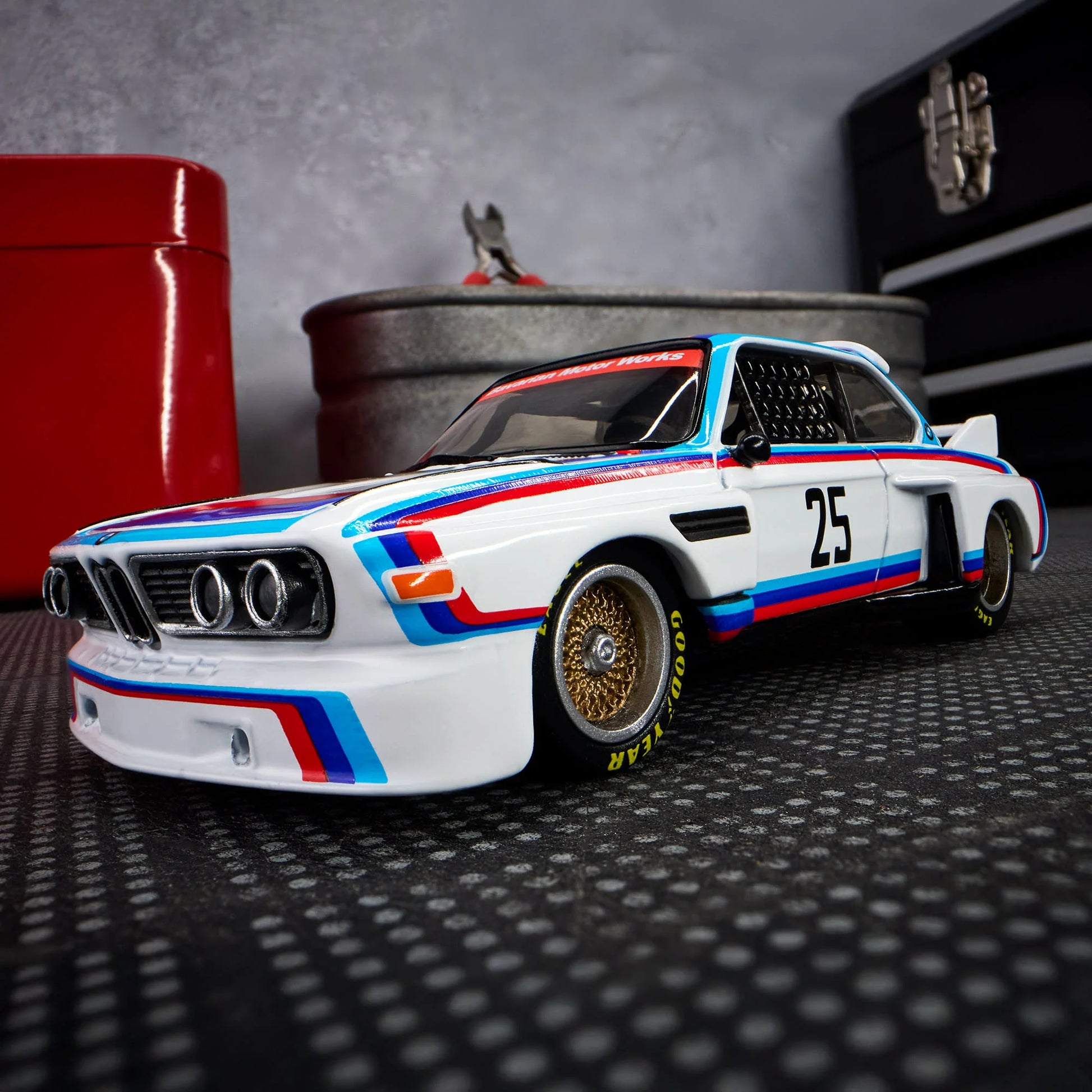 Hot Wheels Elite 64 1975 BMW 3.0 CSL Race gloss white premium die-cast model.