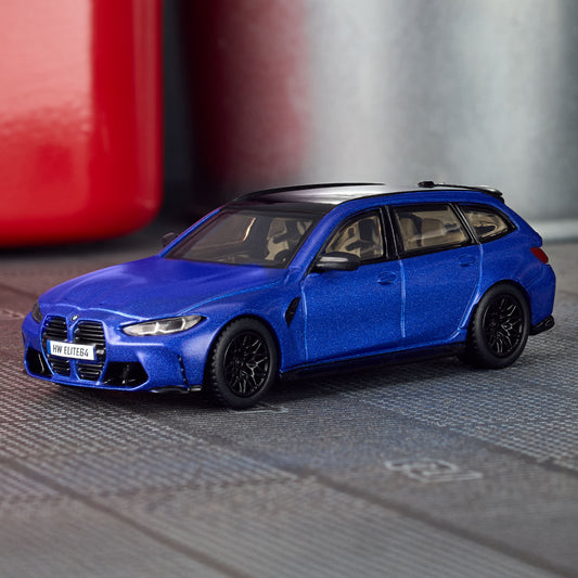 Hot Wheels Elite 64 BMW M3 Touring premium 1:64 scale diecast car. Front-side