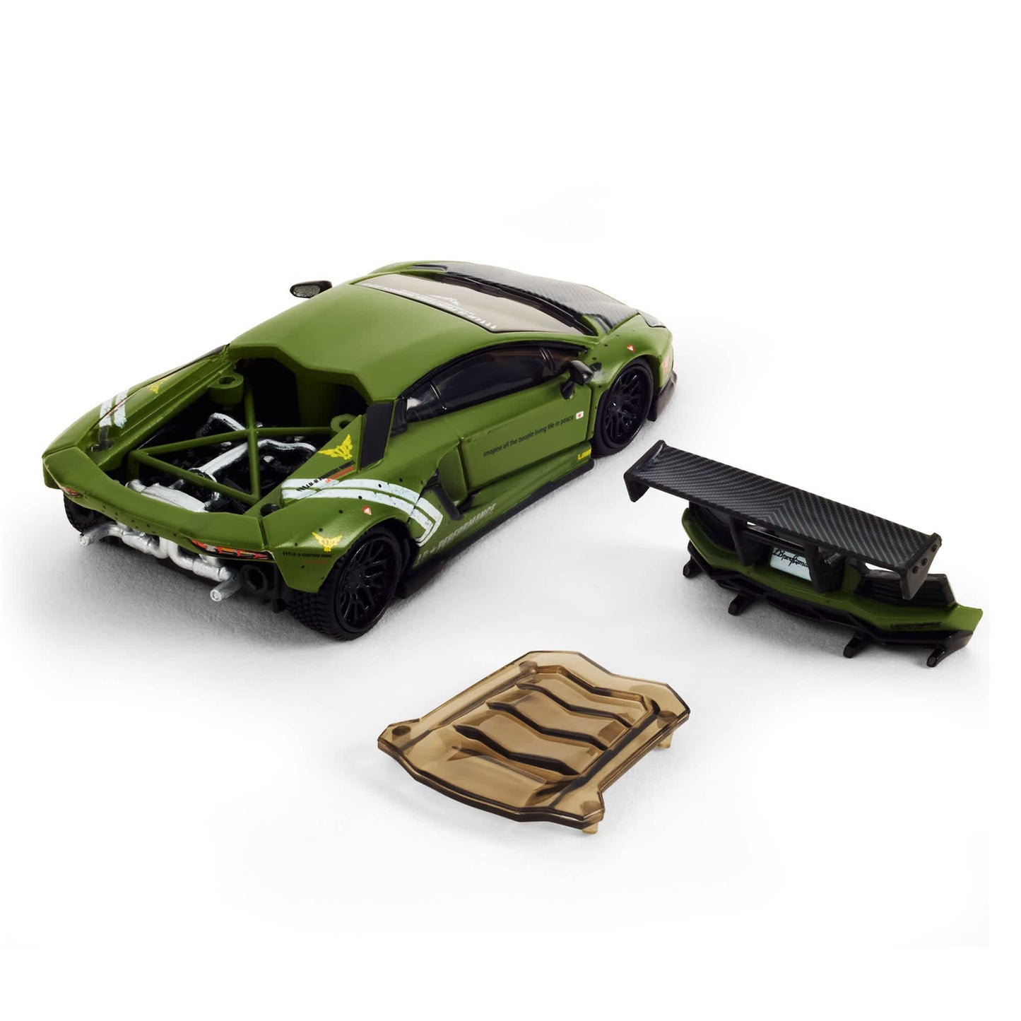 Hot Wheels Elite 64 LBWK Lamborghini Aventador LP700-4 matte green removable engine cover diecast model