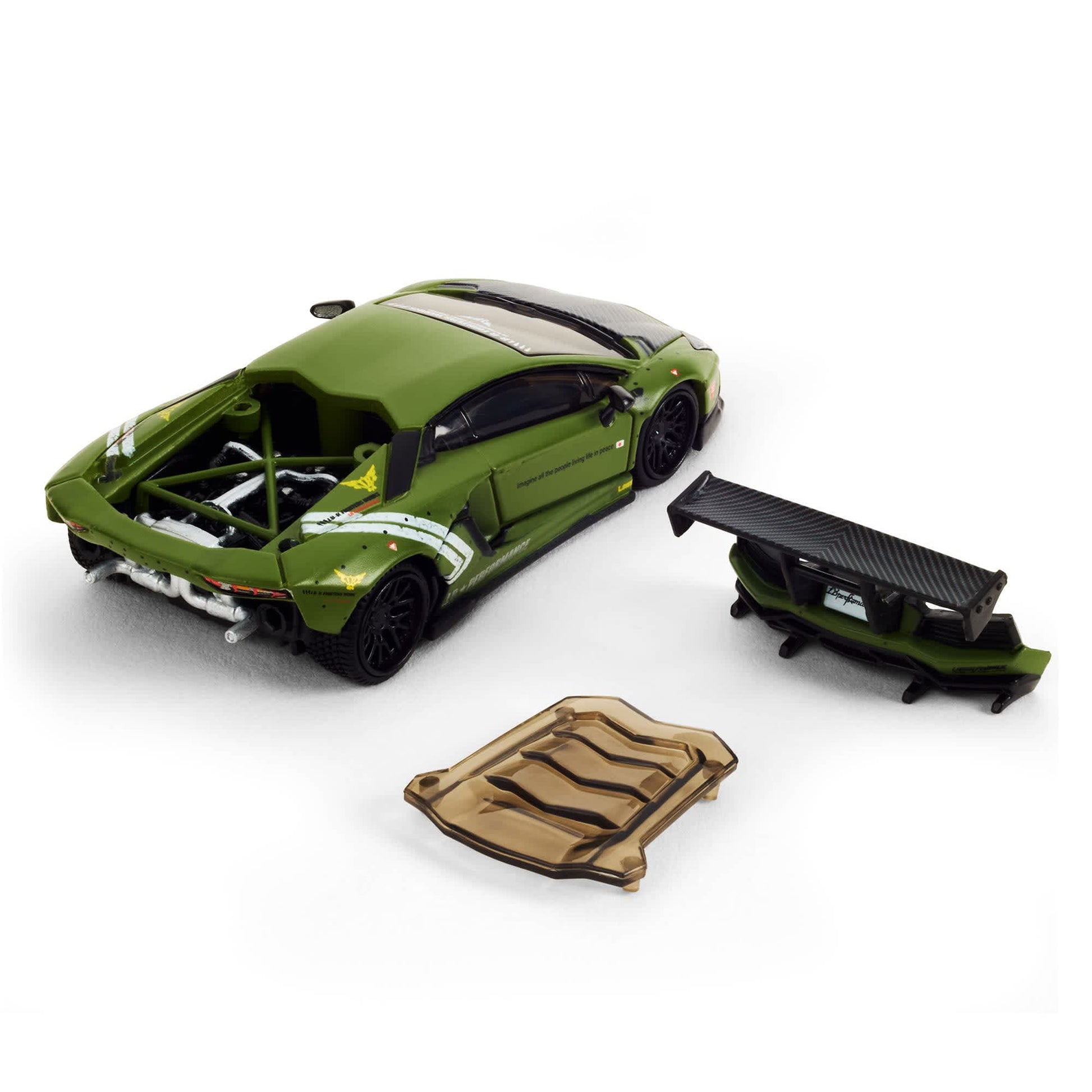 Hot Wheels Elite 64 LBWK Lamborghini Aventador LP700-4 matte green removable engine cover diecast model