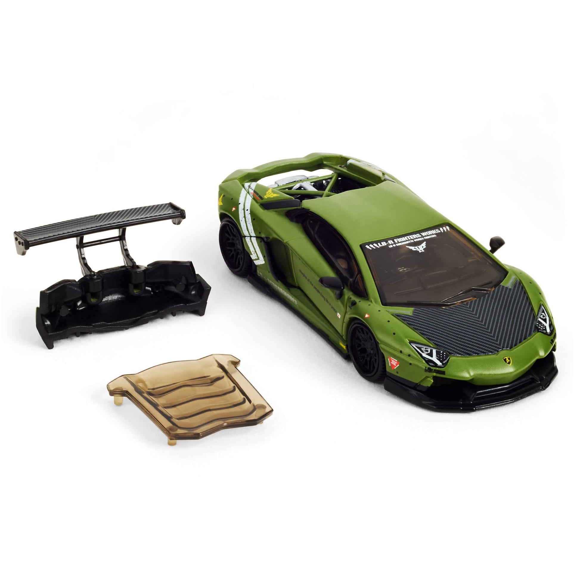 Hot Wheels Elite 64 LBWK Lamborghini Aventador LP700-4 matte green removable engine cover diecast model