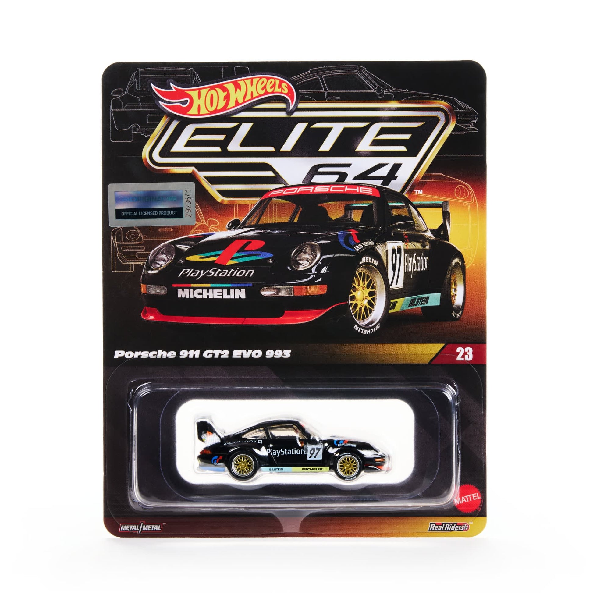 Hot Wheels Elite 64 Porsche 911 GT2 EVO 993 PlayStation livery 1:64