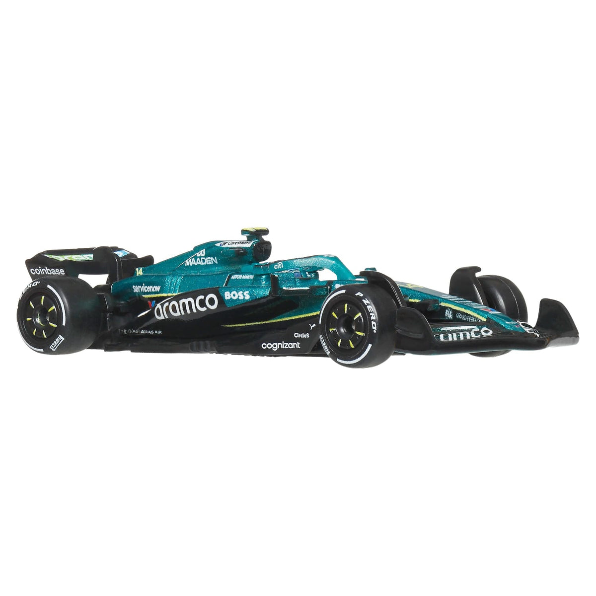 Hot Wheels Premium 1:64 Aston Martin Aramco AMR25 #14 Fernando Alonso 2025 Formula 1 diecast car.