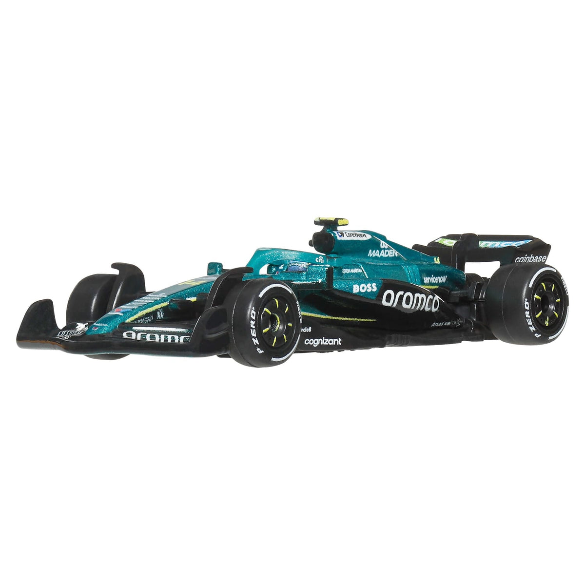 Hot Wheels Premium 1:64 Aston Martin Aramco AMR25 #14 Fernando Alonso 2025 Formula 1 diecast car.
