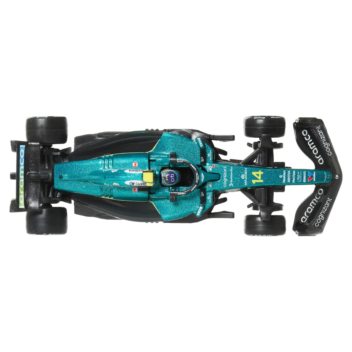 Hot Wheels Premium 1:64 Aston Martin Aramco AMR25 #14 Fernando Alonso 2025 Formula 1 diecast car.