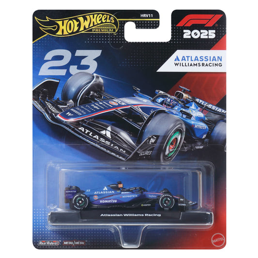 Hot Wheels Premium 1:64 Atlassian Williams Racing FW47 #23 Alex Albon 2025 Formula 1 diecast car.