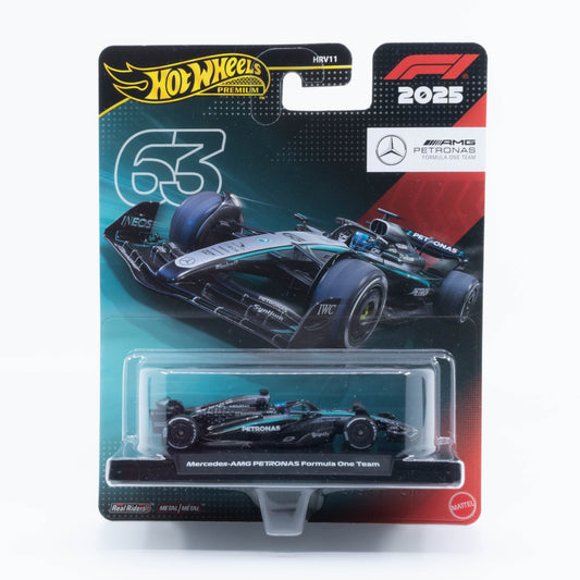 Hot Wheels Premium Mercedes-AMG PETRONAS Formula One Team #63 George Russell 2025 season F1 car 1:64 model