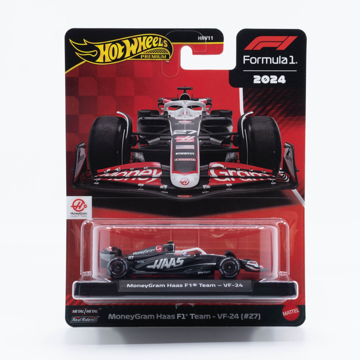 Hot Wheels F1 MoneyGram Haas F1 Team VF-24 #27 1:64 scale diecast model, Nico Hülkenberg 2024