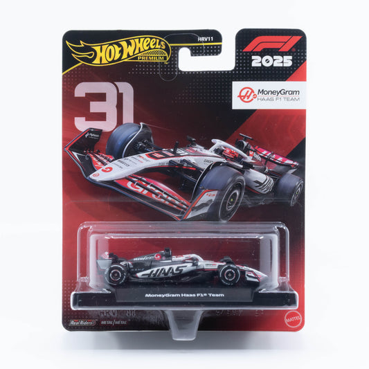 Hot Wheels Premium MoneyGram Haas Formula One Team #31 Esteban Ocon 2025 season F1 race car 1:64 model
