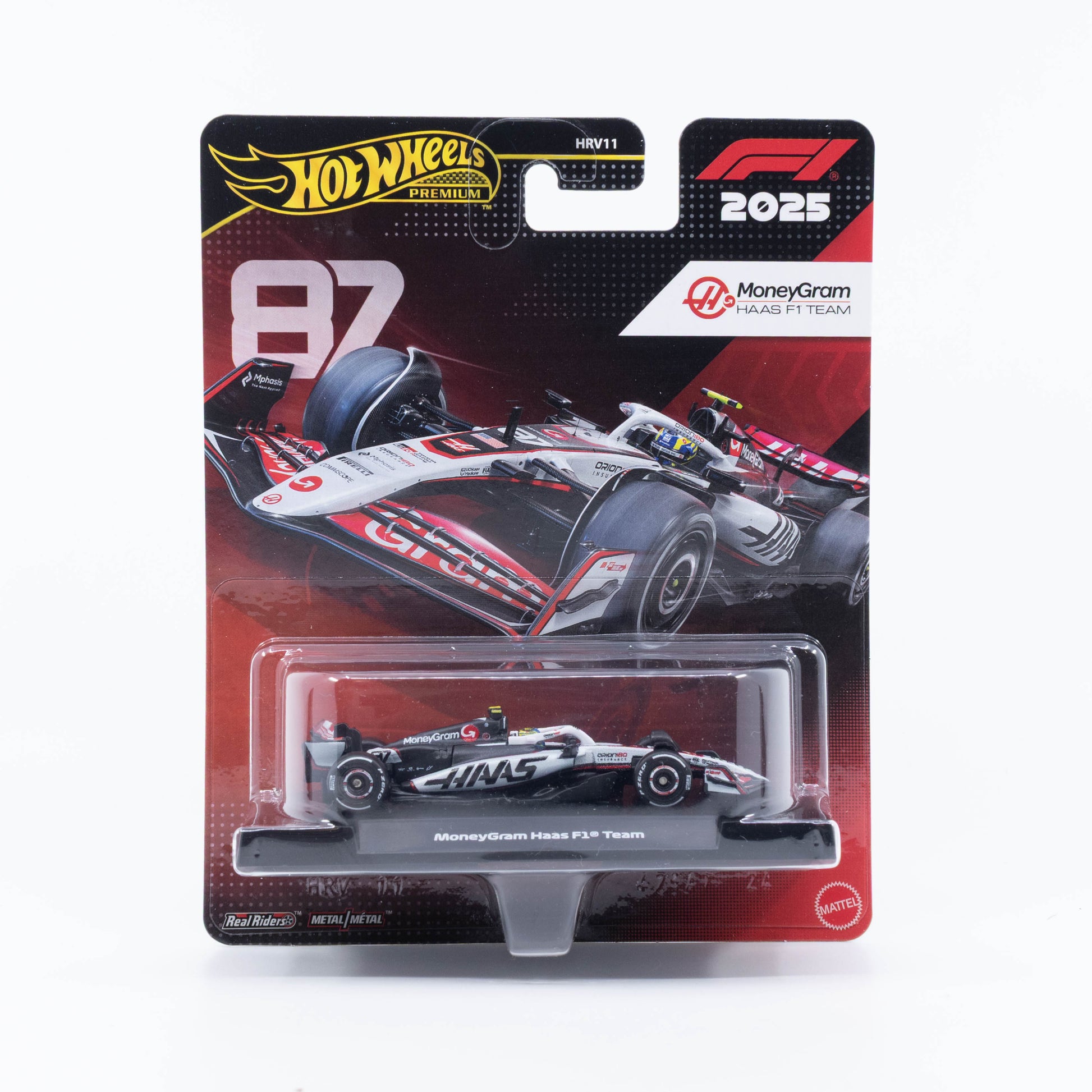 Hot Wheels Premium MoneyGram Haas F1 Team #87 driven by Oliver Bearman.
