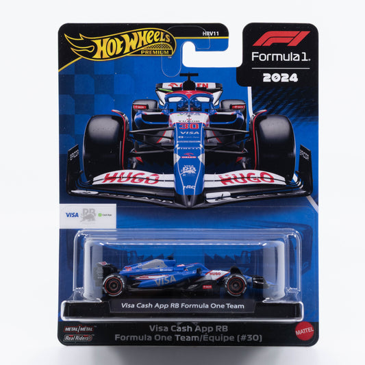1:64 Hot Wheels Visa Cash App RB Formula One Team #30 Liam Lawson 2024 – die-cast F1 race car model.