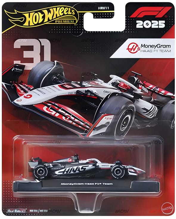 Hot Wheels F1 MoneyGram Haas F1 Team #31 1:64 scale Formula One die-cast model.