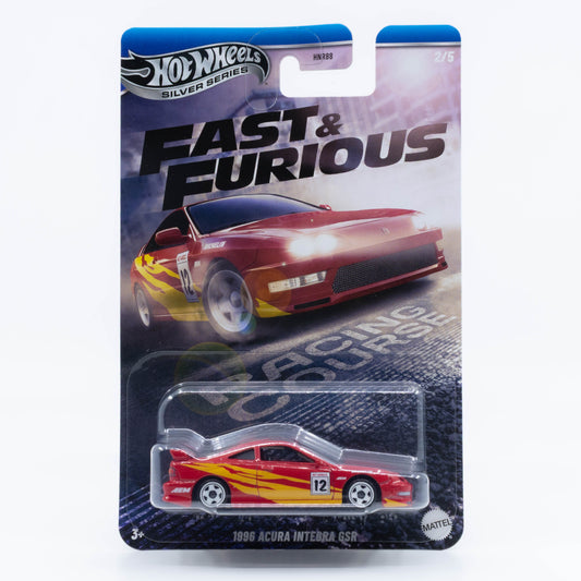 Hot Wheels Fast & Furious 1996 Acura Integra GSR red with yellow graphics 1:64 scale from 2 Fast 2 Furious