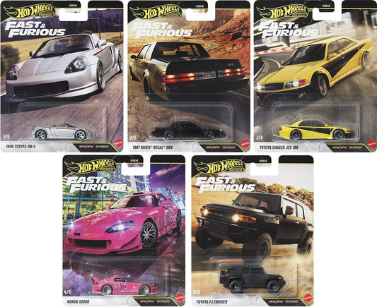 Hot Wheels Fast & Furious 2027 Mix 1 featuring five movie cars including the new 1999 Toyota MR-S casting.