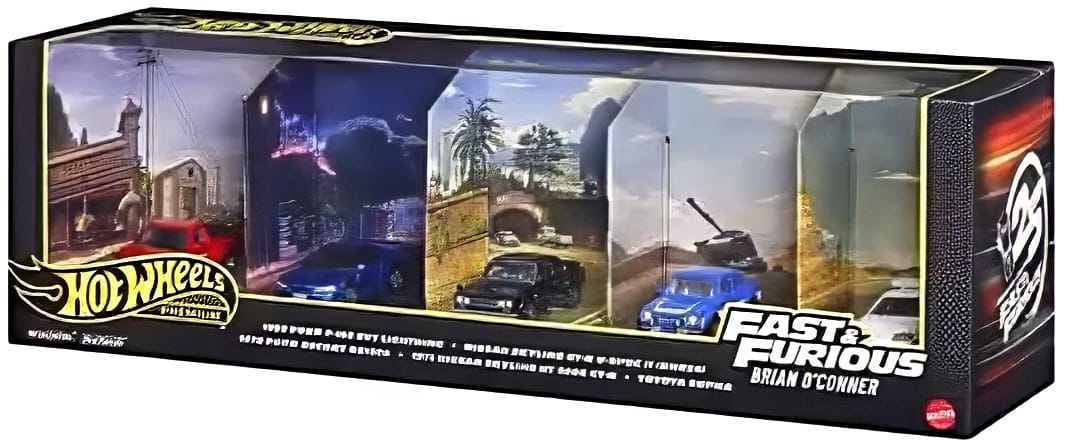Hot Wheels Fast & Furious Brian O'Connor Premium bundle with five iconic movie cars.