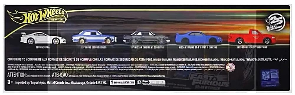Hot Wheels Fast & Furious Brian O'Connor Premium bundle with five iconic movie cars.