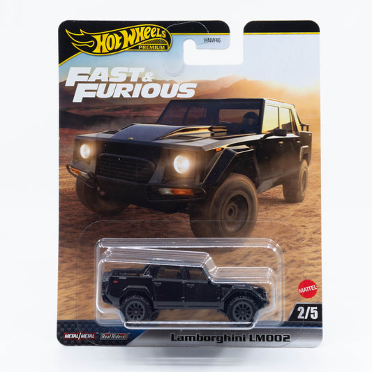 Hot Wheels Fast & Furious Lamborghini LM002 diecast SUV model in 1:64 scale with rugged design and movie-inspired details