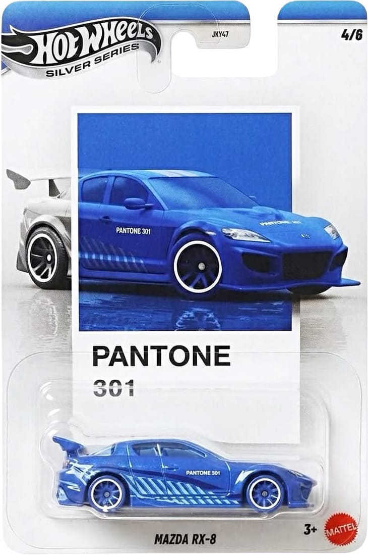 Hot Wheels Silver Series Pantone Mix 3 six-car set featuring Corvette Sting Ray, Track Ripper, Viper GTS-R, Mazda RX-8, Porsche 964 and Skyline Van