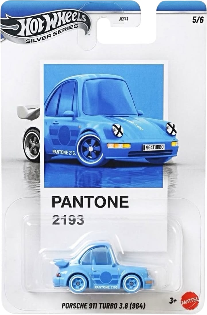 Hot Wheels Silver Series Pantone Mix 3 six-car set featuring Corvette Sting Ray, Track Ripper, Viper GTS-R, Mazda RX-8, Porsche 964 and Skyline Van