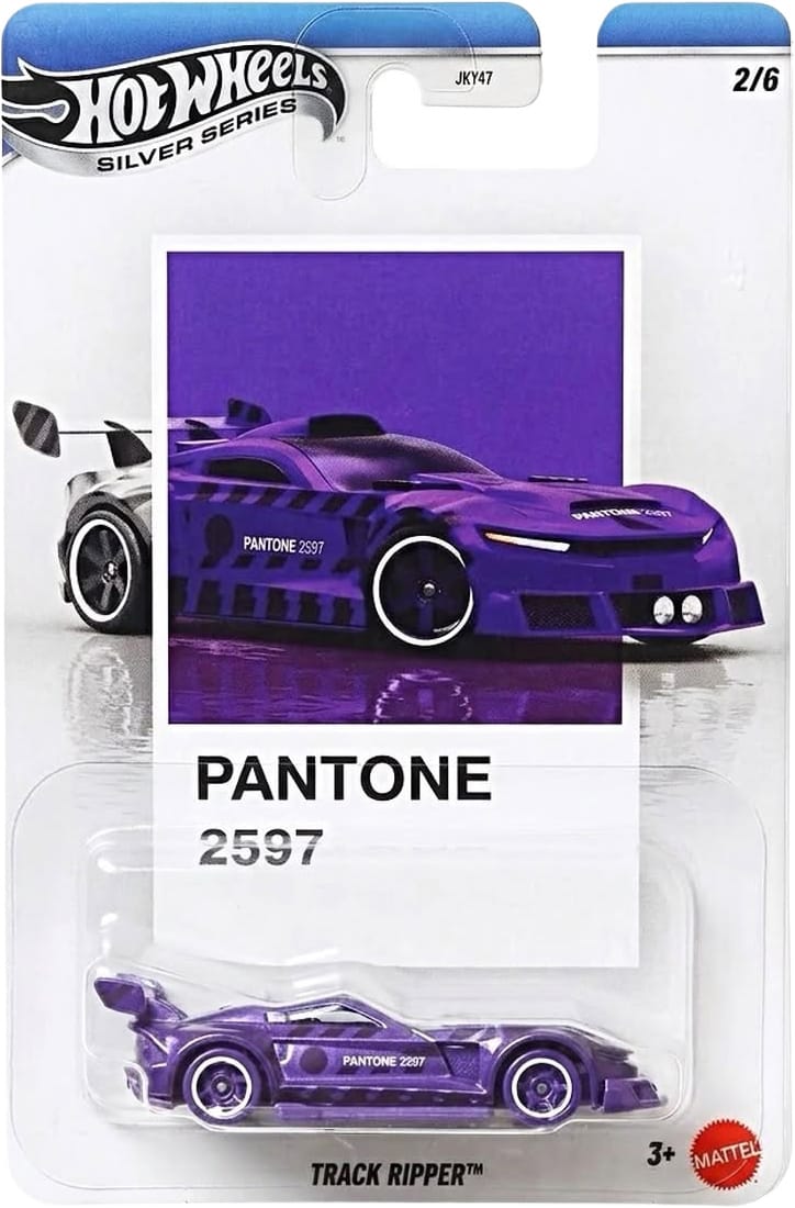 Hot Wheels Silver Series Pantone Mix 3 six-car set featuring Corvette Sting Ray, Track Ripper, Viper GTS-R, Mazda RX-8, Porsche 964 and Skyline Van