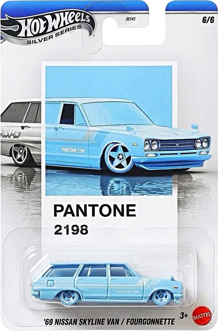 Hot Wheels Silver Series Pantone Mix 3 six-car set featuring Corvette Sting Ray, Track Ripper, Viper GTS-R, Mazda RX-8, Porsche 964 and Skyline Van