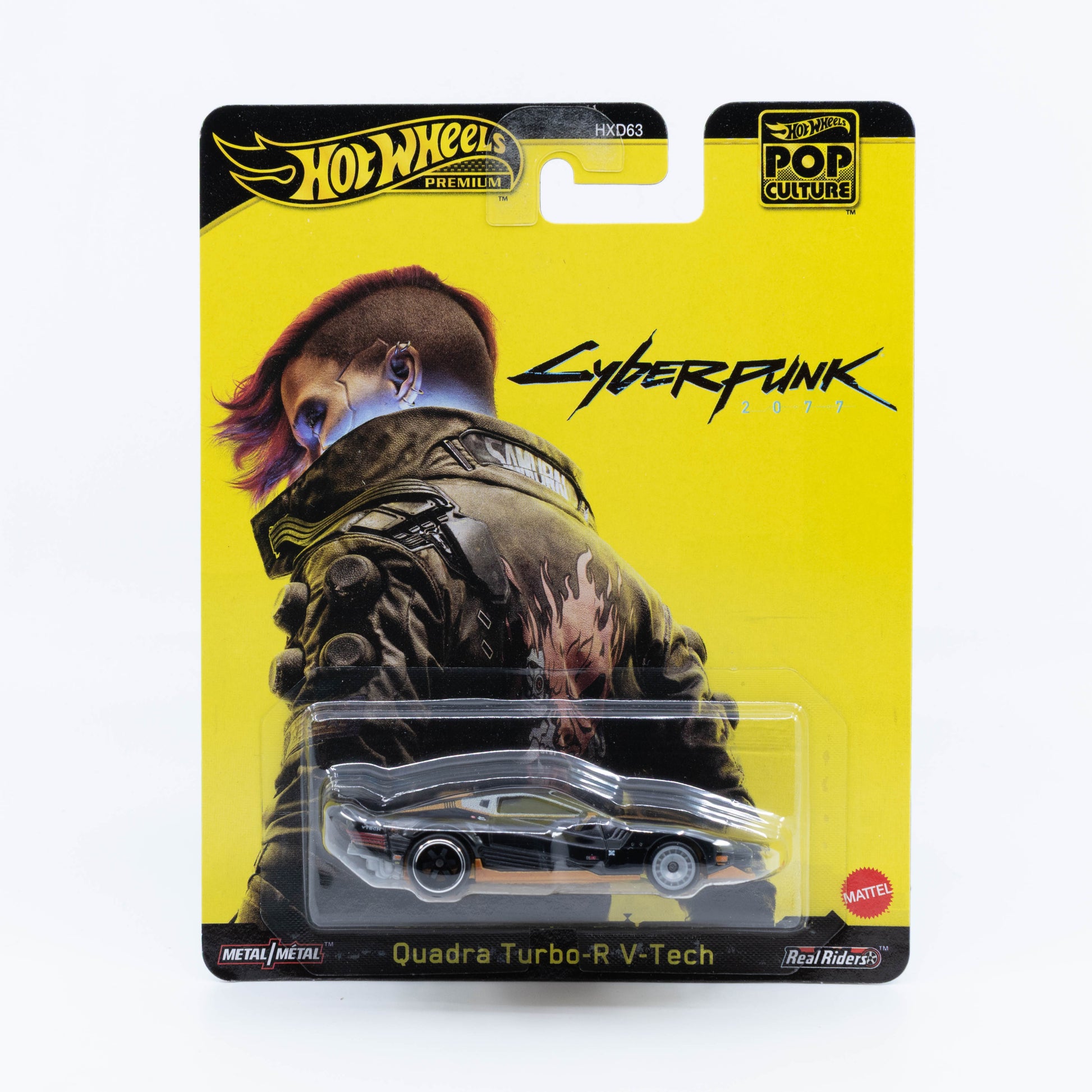 1:64 Hot Wheels Quadra Turbo-R V-Tech Cyberpunk 2077 – Night City pop culture die-cast car model.