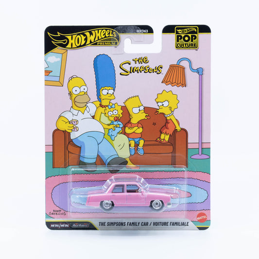 Hot Wheels Pop Culture The Simpsons Family Car, the iconic pink sedan from The Simpsons, in 1:64 scale.