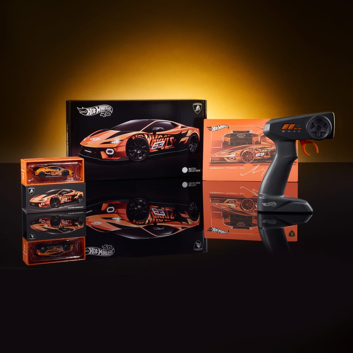 Hot Wheels RC 1:64 Lamborghini Temerario Alleggerita with remote control, working lights, Real Riders wheels, and premium collector packaging.