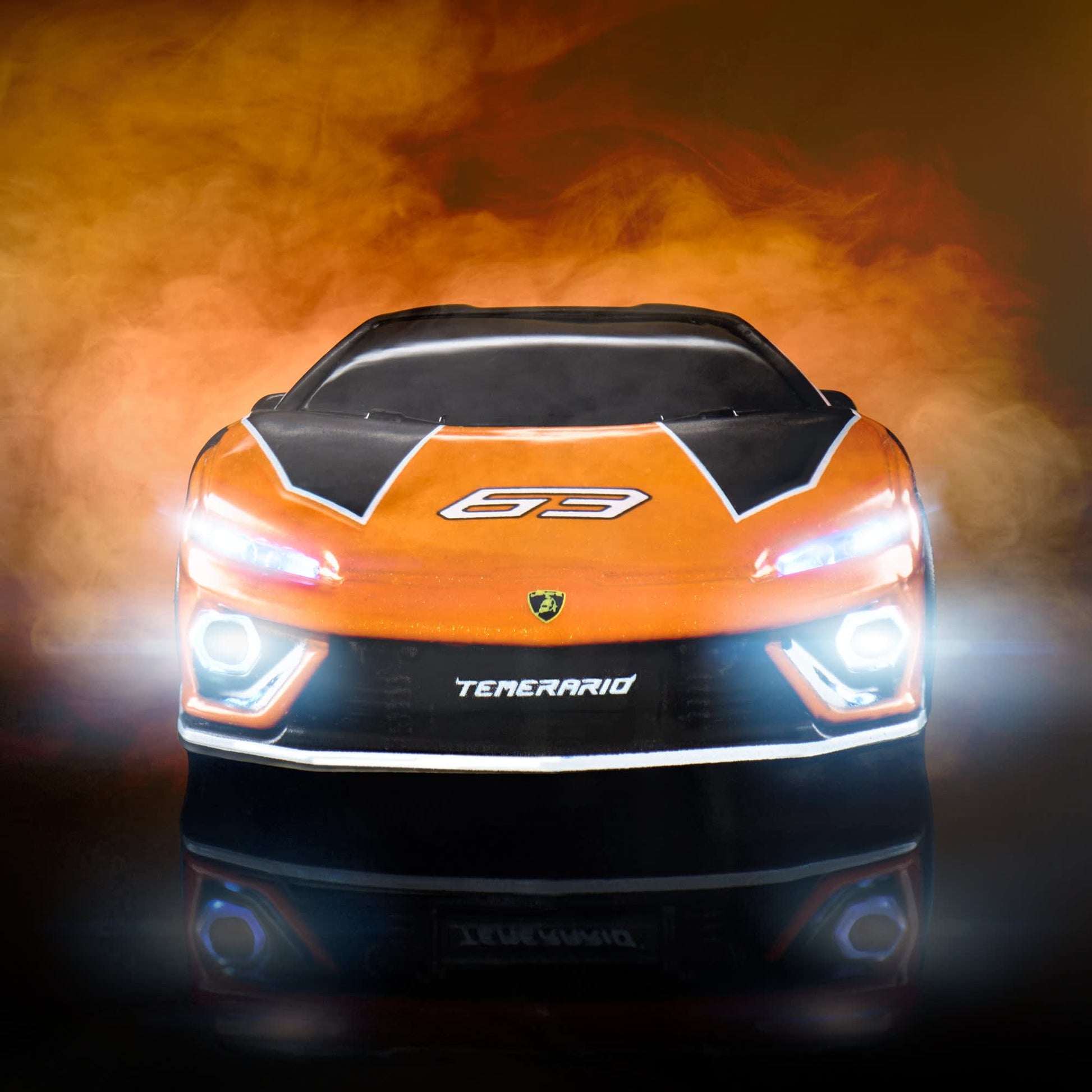 Hot Wheels RC 1:64 Lamborghini Temerario Alleggerita with remote control, working lights, Real Riders wheels, and premium collector packaging.