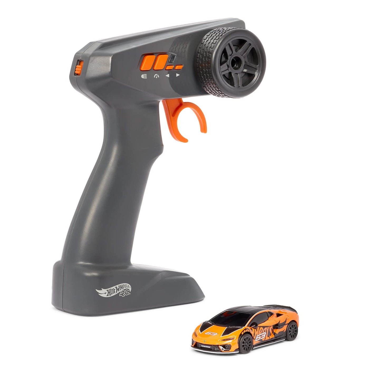 Hot Wheels RC 1:64 Lamborghini Temerario Alleggerita with remote control, working lights, Real Riders wheels, and premium collector packaging.