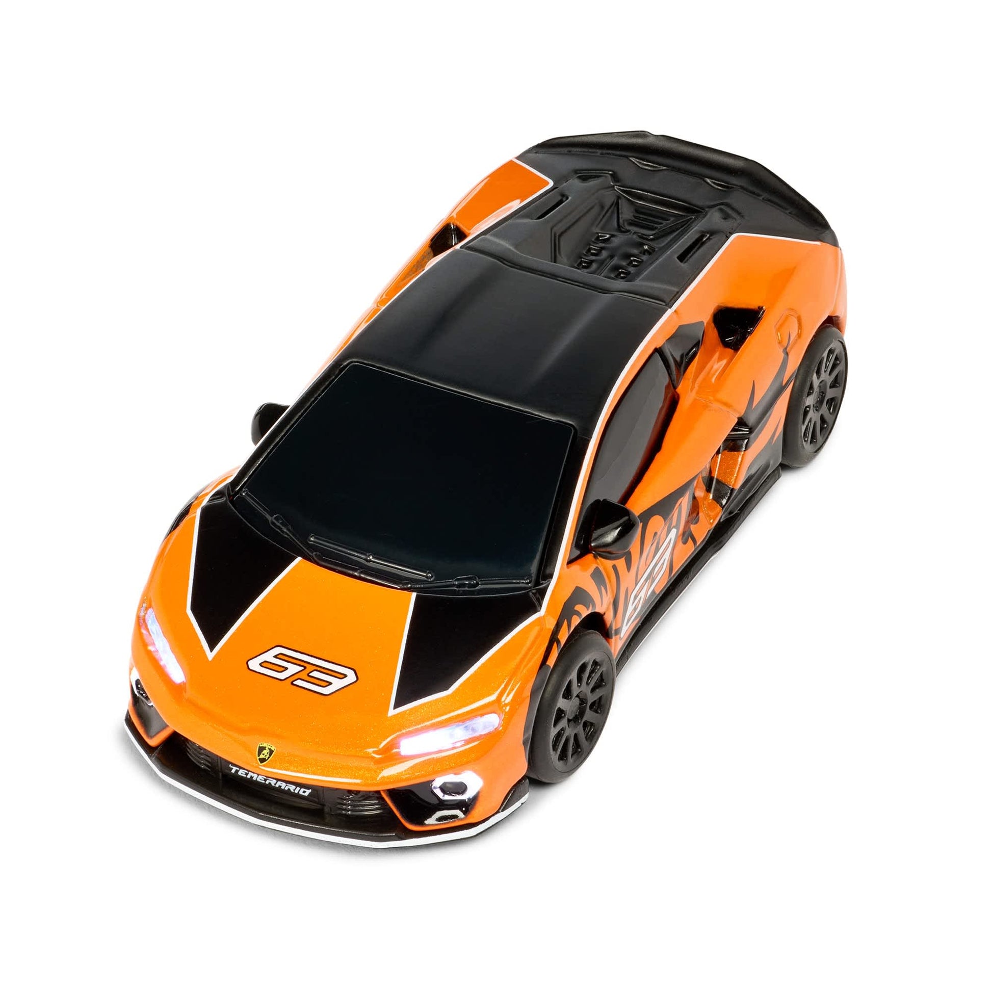 Hot Wheels RC 1:64 Lamborghini Temerario Alleggerita with remote control, working lights, Real Riders wheels, and premium collector packaging.