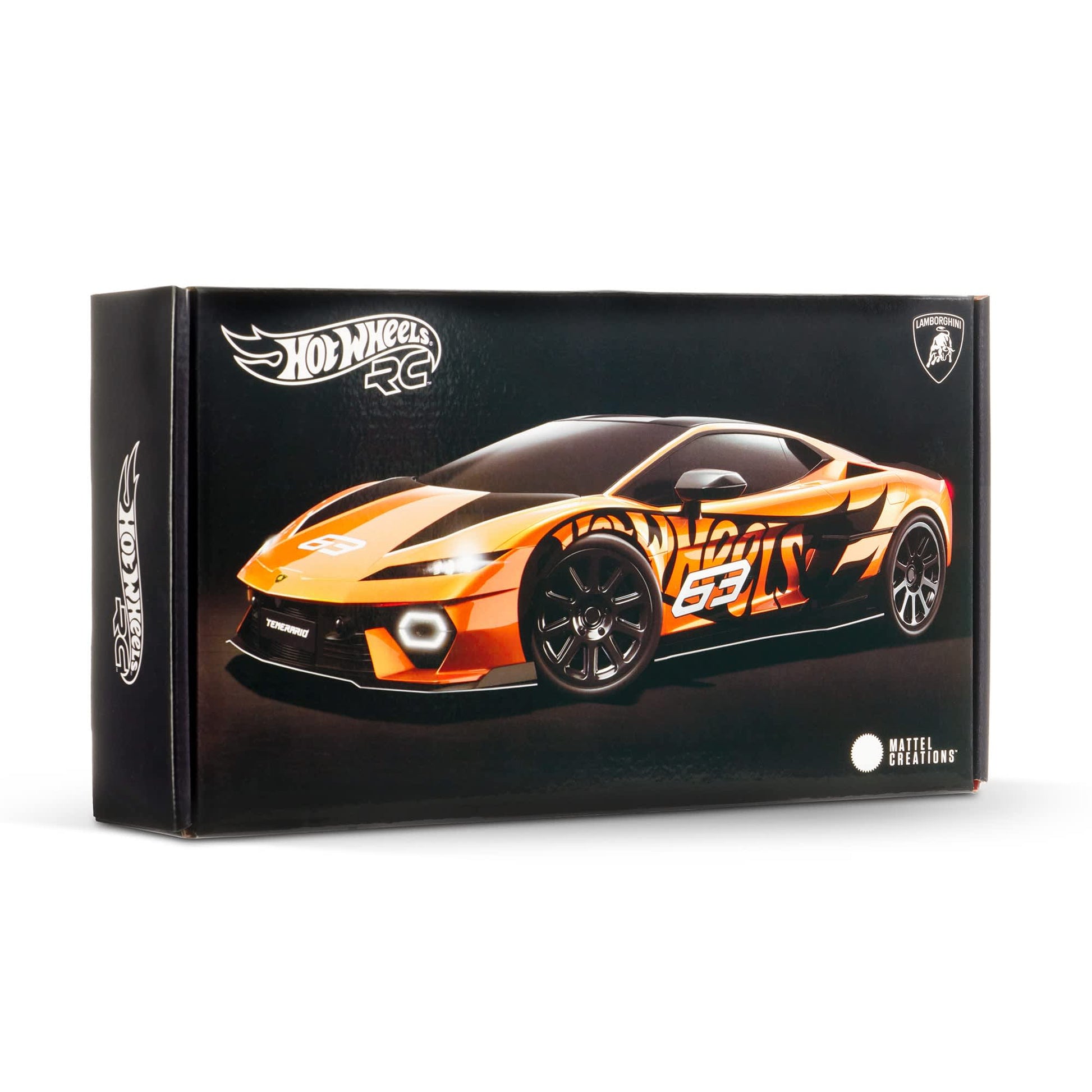 Hot Wheels RC 1:64 Lamborghini Temerario Alleggerita with remote control, working lights, Real Riders wheels, and premium collector packaging.