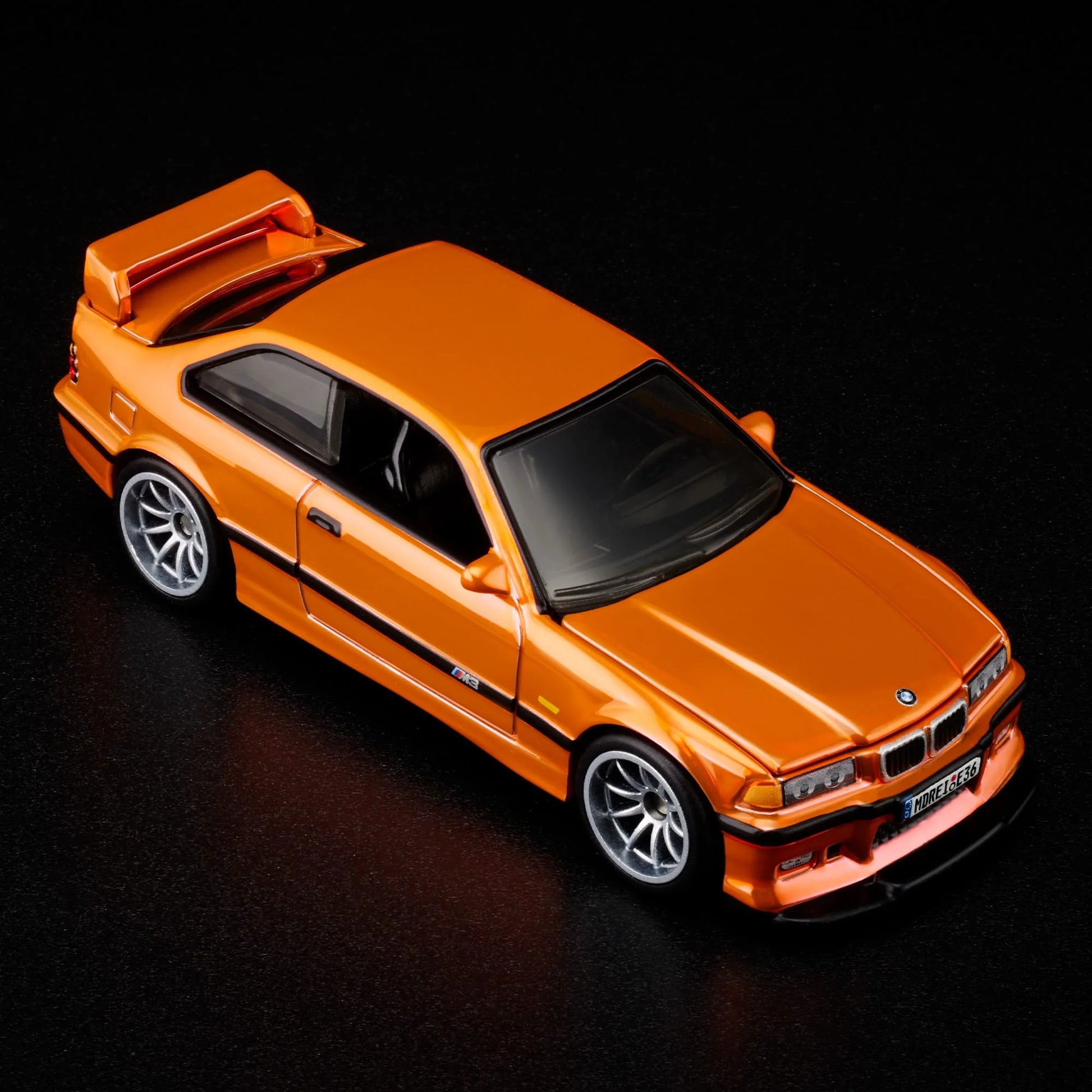 Hot Wheels RLC 1995 BMW M3 LTW in Spectraflame orange and opening hood, 1:64 scale collectible.