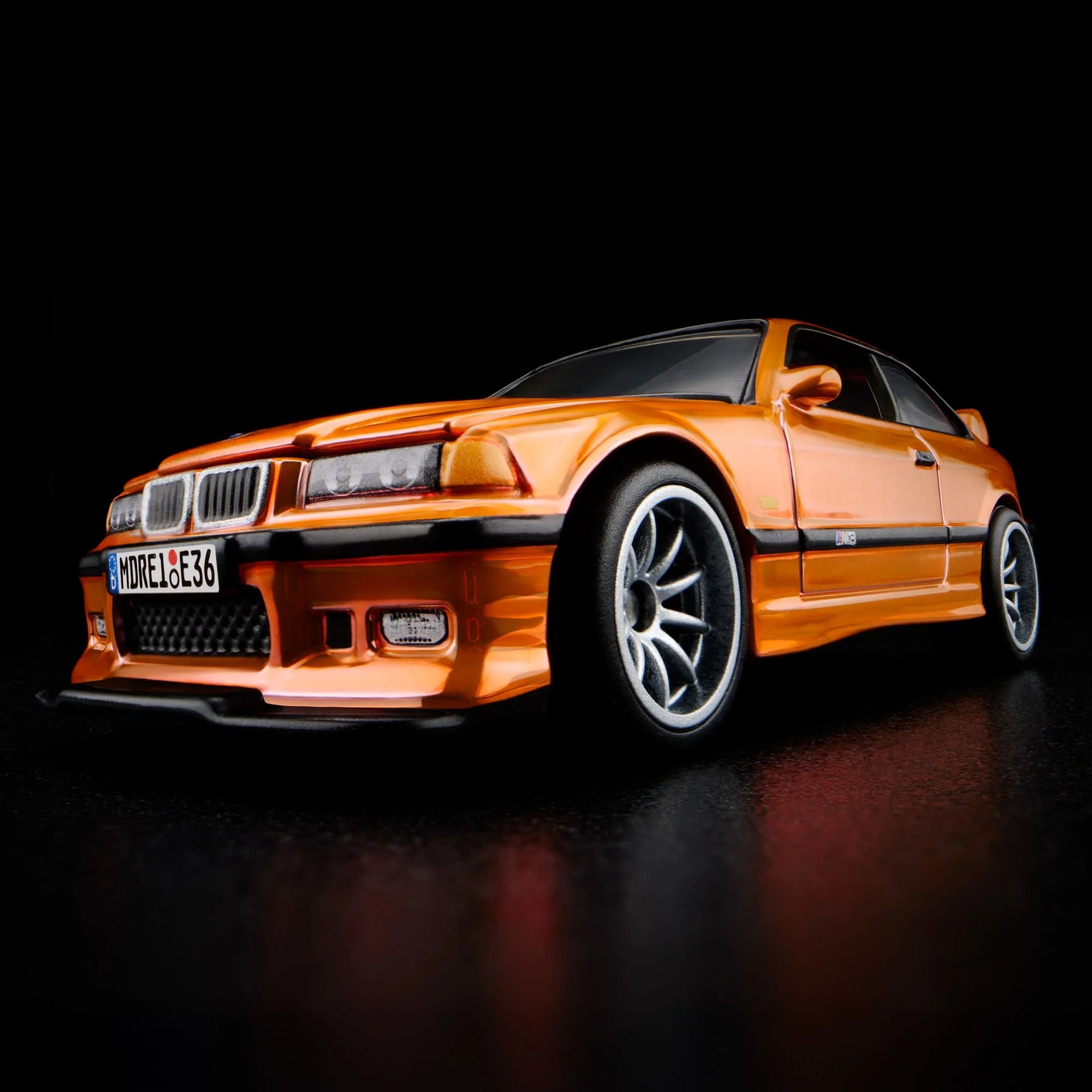 Hot Wheels RLC 1995 BMW M3 LTW in Spectraflame orange and opening hood, 1:64 scale collectible.
